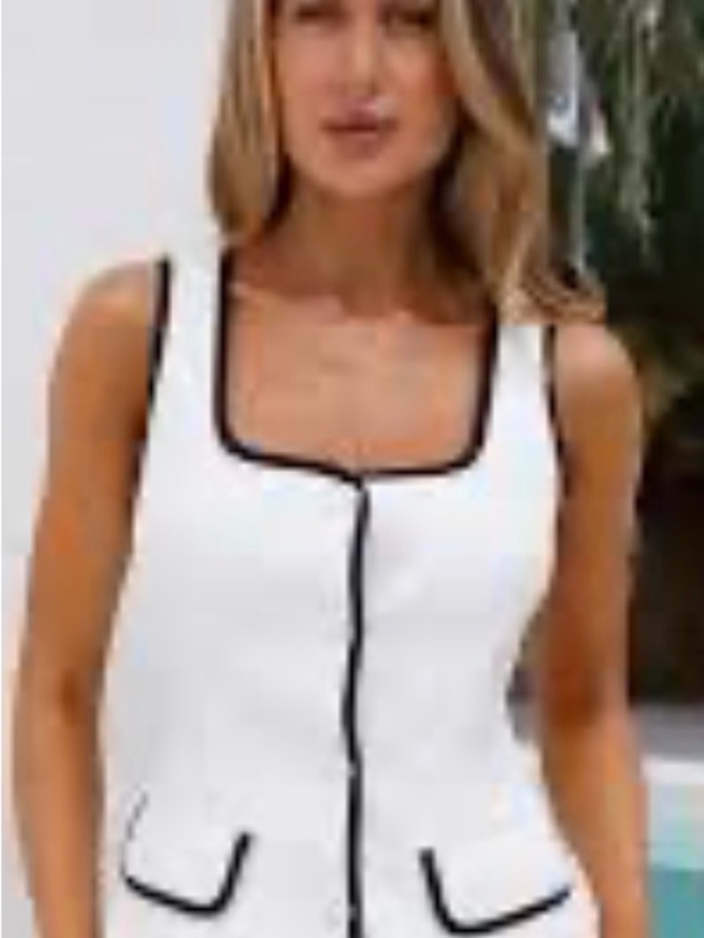 Commense White Tank Top with Black Trim